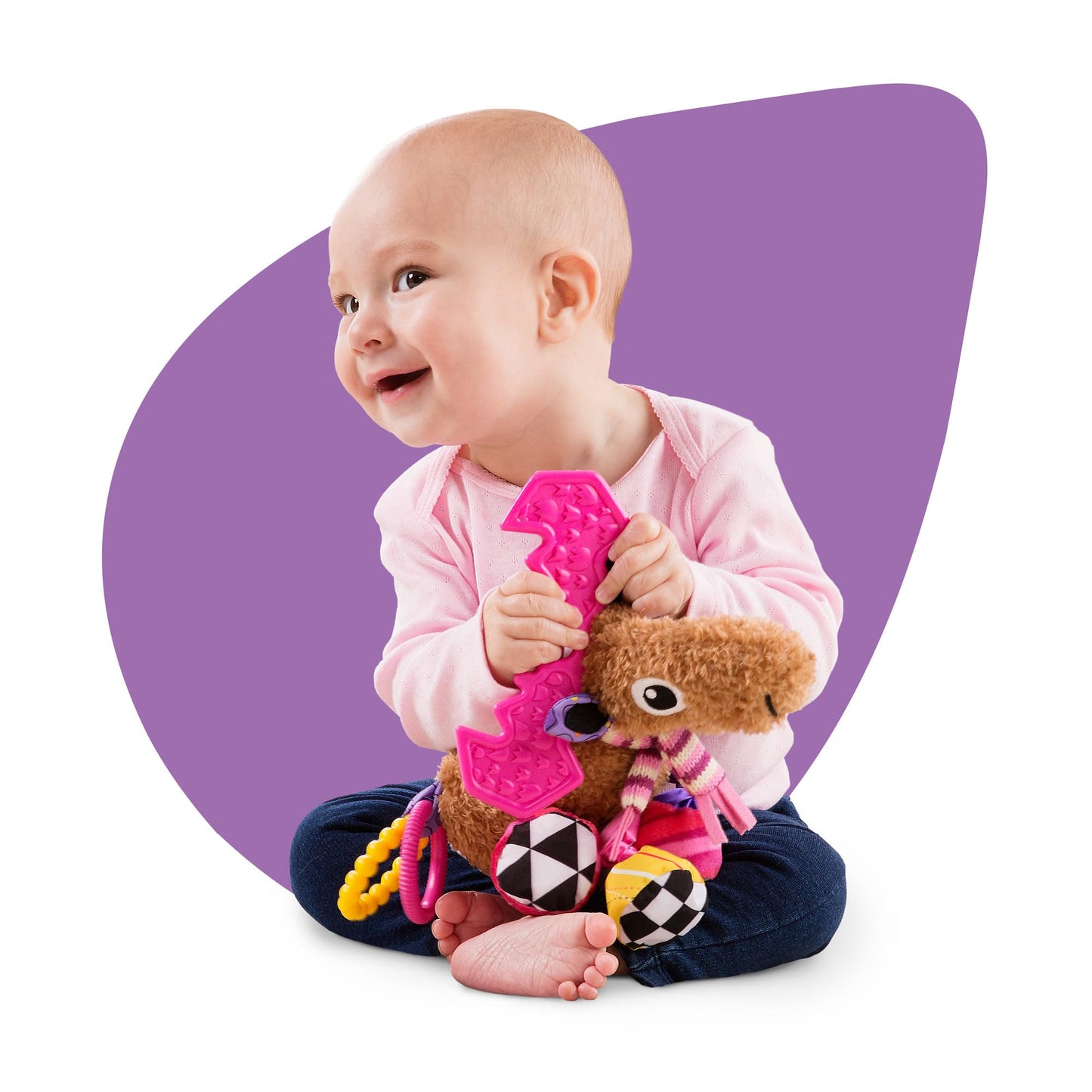 Lamaze Muffin the Moose Clip On Car Seat and Stroller Toy - Soft Baby Hanging Toys - Baby Crinkle Toys with High Contrast Colors