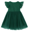 Rjxdlt Toddler Girl Dress Baby Girl Tulle Dress Flutter Sleeve Tutu Flower Girl Dress 6 Years Dark Green 396