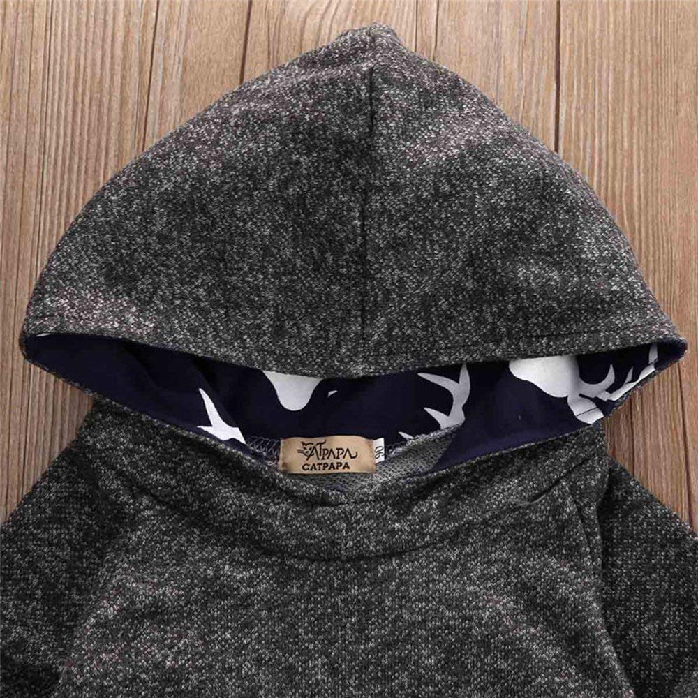 Oklady Infant Baby Boy Clothing Winter Deer Long Sleeve Hoodie Tops Sweatsuit Pants Outfit Set(3-6 Months)