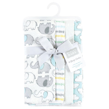 Hudson Baby Unisex Baby Cotton Flannel Burp Cloths, Neutral New Elephant 4-Pack, One Size