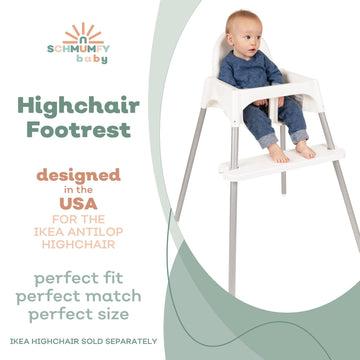 White Ikea High Chair Foot Rest Only - Bib Hook Included - Sits Flat - Compatible With Antilop Highchair - Adjustable & Dishwash