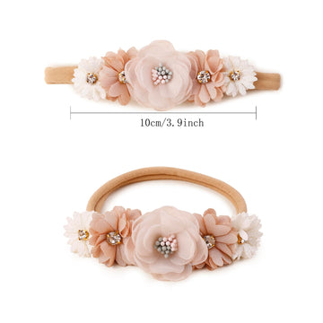 Bfnaagirl Baby Girl Floral Headband Nylon Flower Crown Elastic Hairband 3Pcs Hair Accessories Gift For Girls (9572)