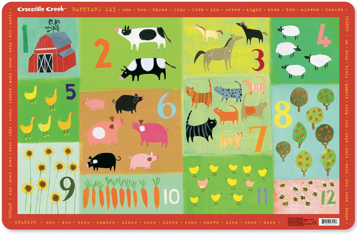 Crocodile Creek Placemat - Barnyard 123