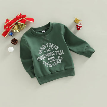 Mozikqin Toddler Baby Christmas Outfit Girl Boy Crewneck Sweatshirt Letter Print Long Sleeve Sweater Shirt Fall Clothes (Christm