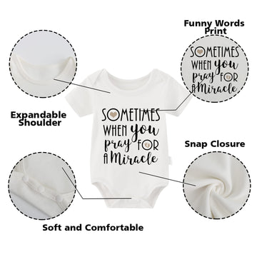 Ysculbutol Baby Twins Girl Bodysuits Sometimes When You Pray For A Miracle God Gives You 2Pcs Boy Clothes(M White6M)