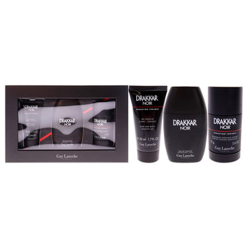 Drakkar Noir - 2021 By Guy Laroche For Men - 3 Pc Gift Set - 3.4Oz Edt Spray, 2.6Oz Deodorant Stick, 1.7Oz Shower Gel