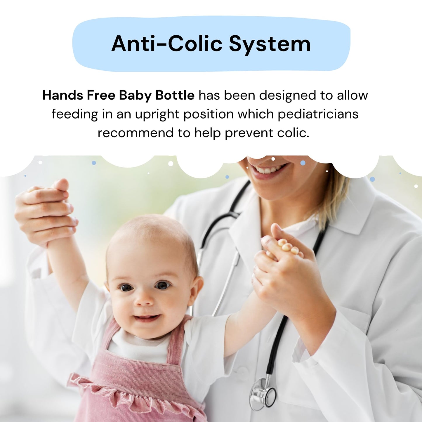 Hands-Free Baby Bottle - Anti-Colic Self Feeding Baby Bottle System 9 Oz (1 Pack - Podee Pink)