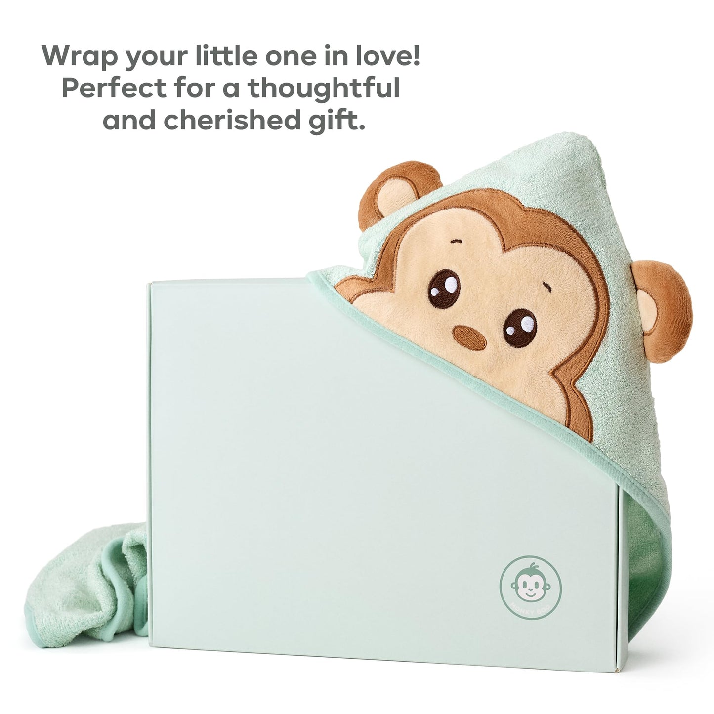 Hooded Baby Towels For Newborn Toddler Boys Girl 35X35 Inches - Mint Green Soft Bamboo Bath Towel With Hood - Baby Essentials In