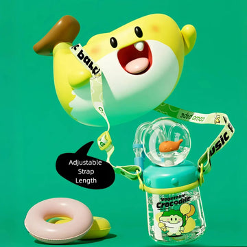 Fragrantgarden Drinking Cup With Whale Squirt, Weighted Sippy Cups With Adjustable Straps, 300Ml Whale Water Cups With Silicone