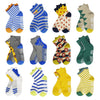 Hycles Toddler Socks With Grip Non-Skid 12 Pairs Baby Kids Sticky Slipper Cotton Crew Socks 1-3/3-5/5-7T Children/Boy/Girl