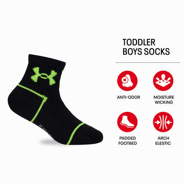 Under Armour Baby Boys Multi Pack Basic Essential Quarter Sock, Black, 12-24 Months