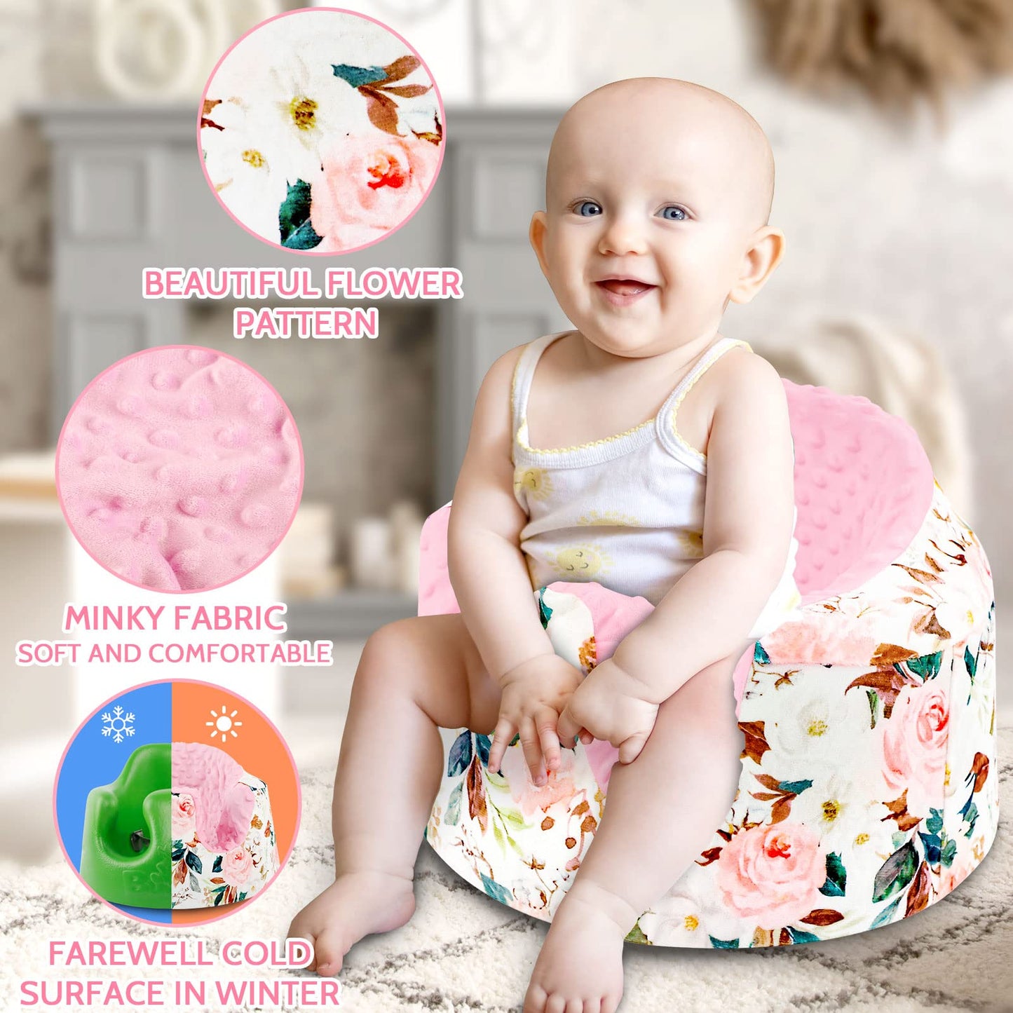 Dilimi Minky Seat Cover Compatible With Bumbo Seat, Removable Ultra Soft Comfortable Warm Seat Slipcover For Baby Girl And Boy,
