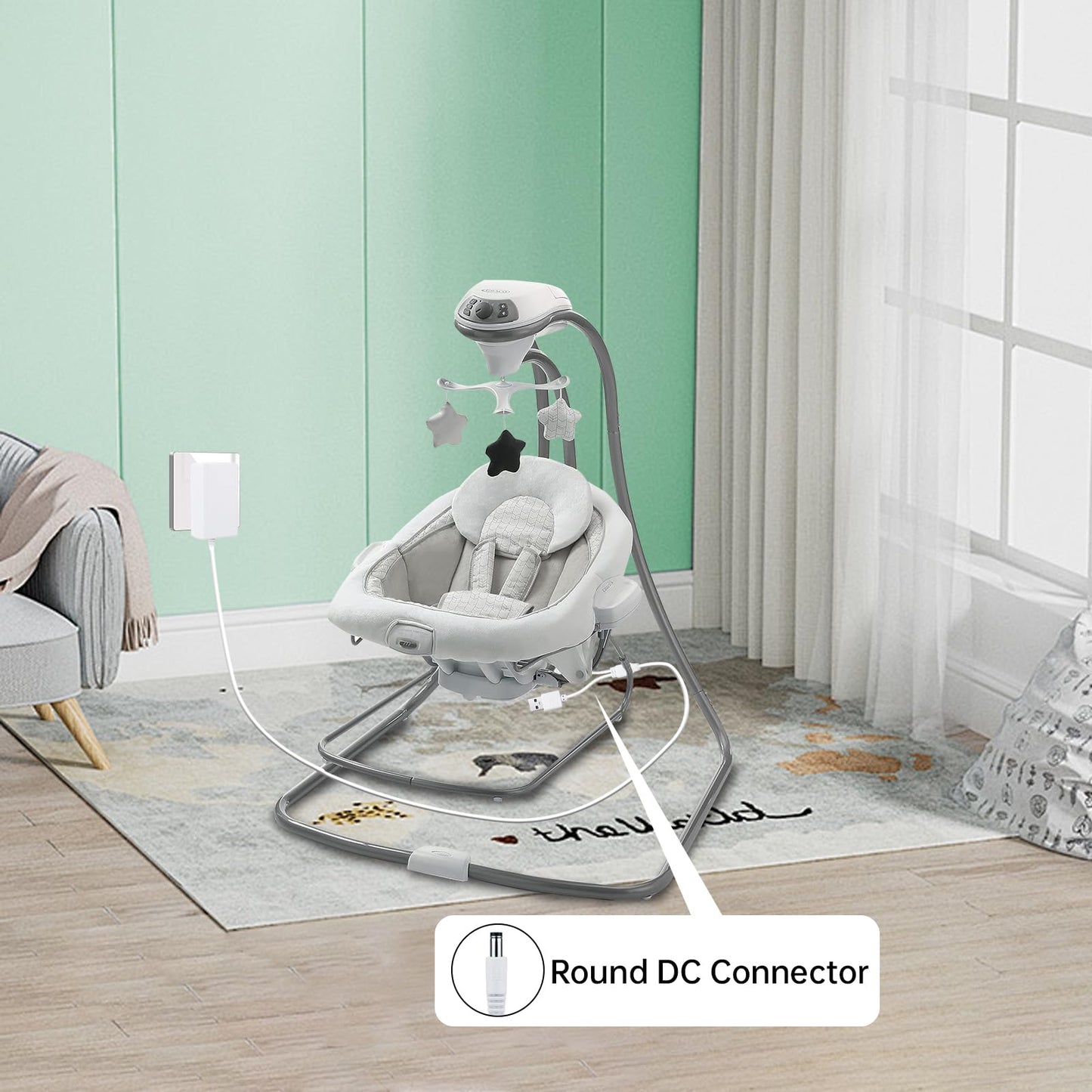 For Ingenuity Baby Swing Power Cord, 2 In 1 Baby Swing Power Adapter Charger Usb A And Dc Plug Compatible With Ingenuity Inlight