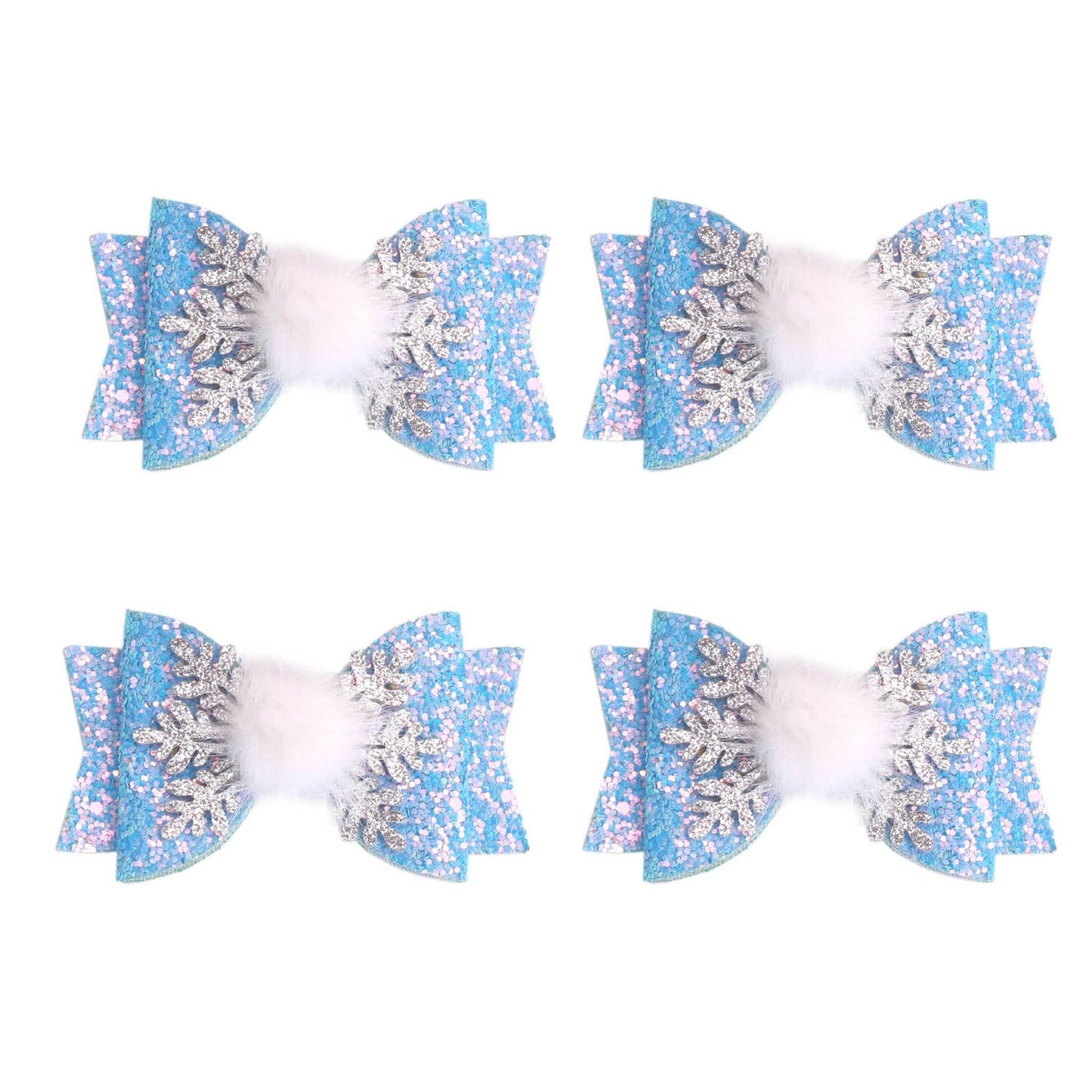 4PCS Snowflake Hair Clips, Christmas Girls Sequin Hairpin Snowflake Ice Snowflake Designs Xnas Hair Accessories Decorations for