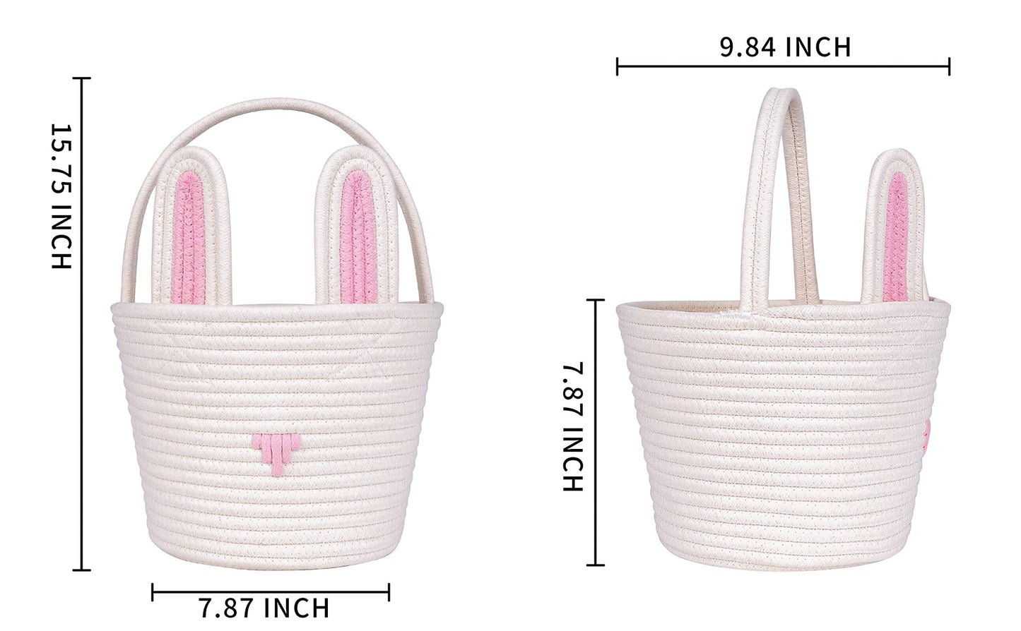 Cubesland Easter Bunny Basket Easter Buckets For Kids With Ear, Easter Egg Hunt Basket Bags Easter Gifts For Girls Baby Kids Chi