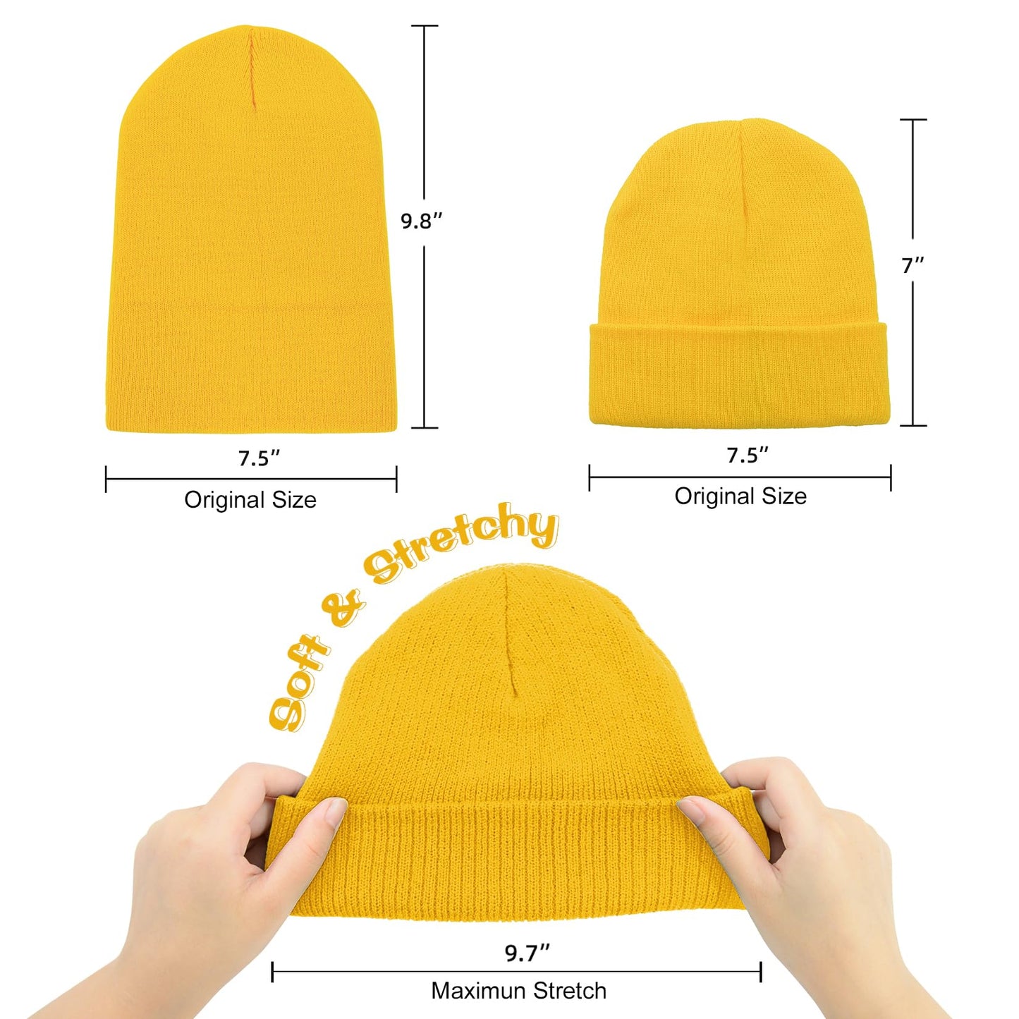 Century Star Beanie For Men Women Black Beanie Hat Soft Winter Beanies Cuff Beanie Skull Caps Knit Hats 01 Yellow One Size