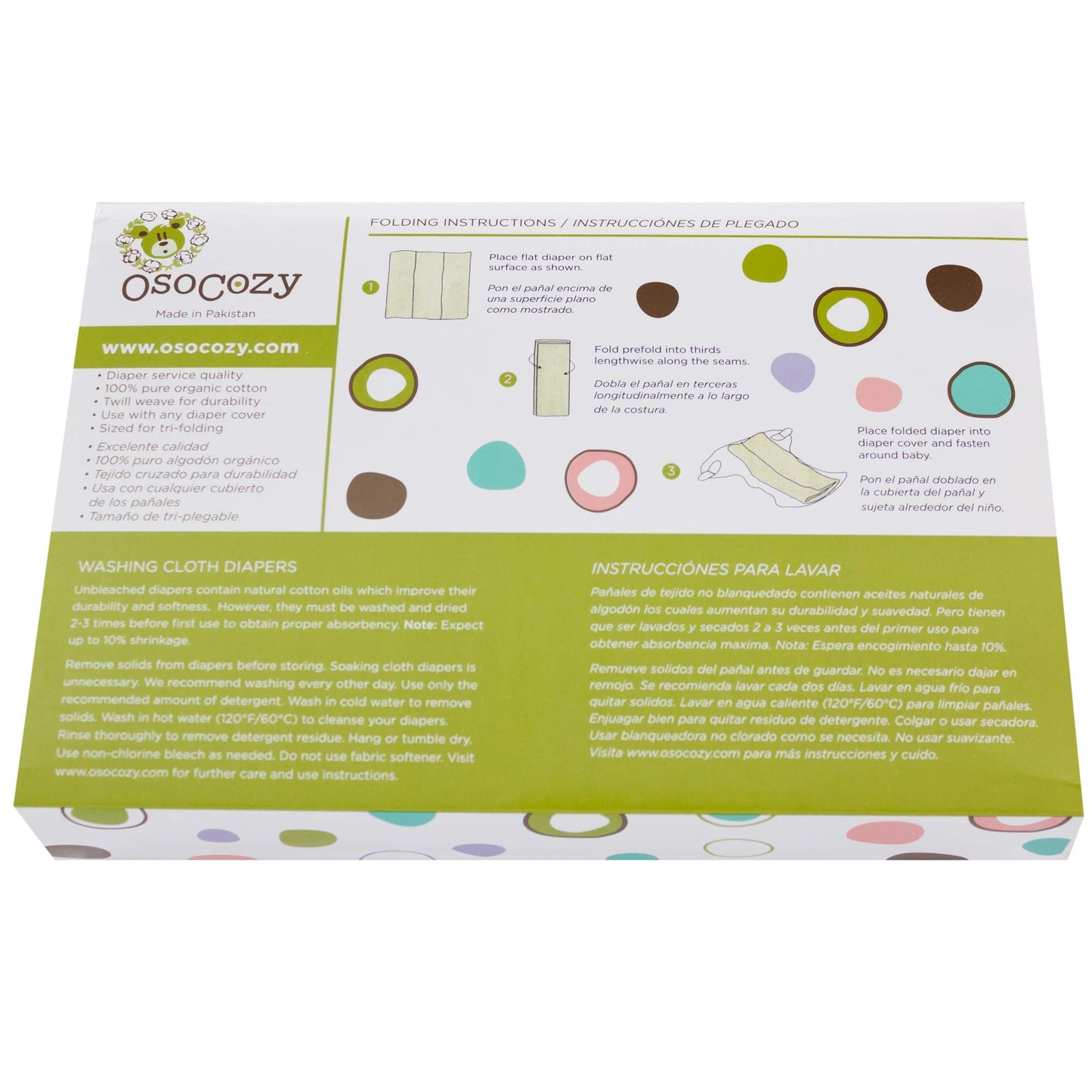 OsoCozy Organic Cotton Prefold Cloth Diapers Better Fit Small 4x8x4 Layering (6pk) - Super-soft, Thick, Absorbent, Durable and E
