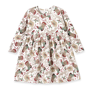 Western Christmas Girls Dress – Soft Bamboo Holiday Style