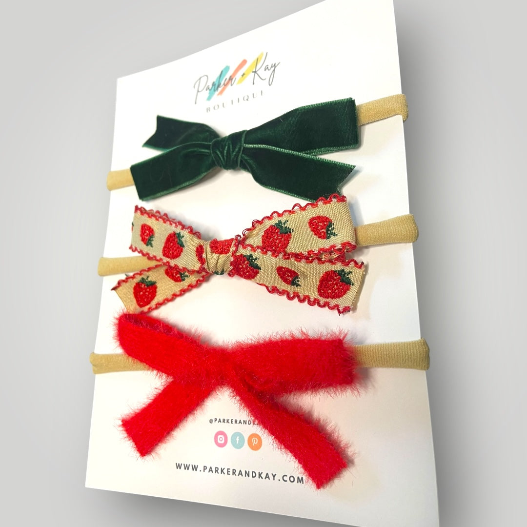 Strawberry Fields 3-Piece Hair Bow Variety Set