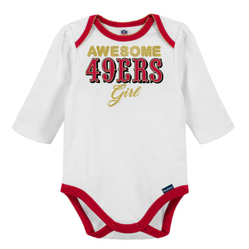 Gerber Nfl Baby Girls 3 Pack Bodysuit Registry Gift Set Footed Pant And Cap, Team Color, 0-3 Months Us