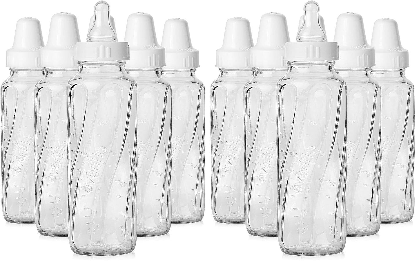 Evenflo Feeding Classic Glass Bottle, Twist Bottles, 8 Oz, 2-Pack of 6 Bottles