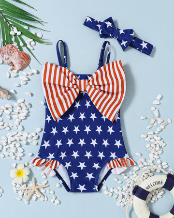 Mioglrie Baby Swimsuit Girl Infant 18-24 Month Bathing Suits Newborn 4Th Of July Outfits Girls Summer Beach Swimwear Toddler Sta