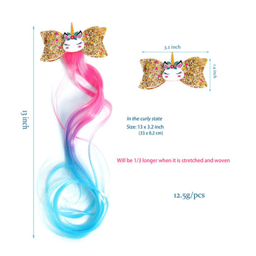 5- Colored Hair Clips For Girls Hair Extensions For Kids Glitter Cute Unicorn Bows For Toddler Kids Hair Accessories For Little