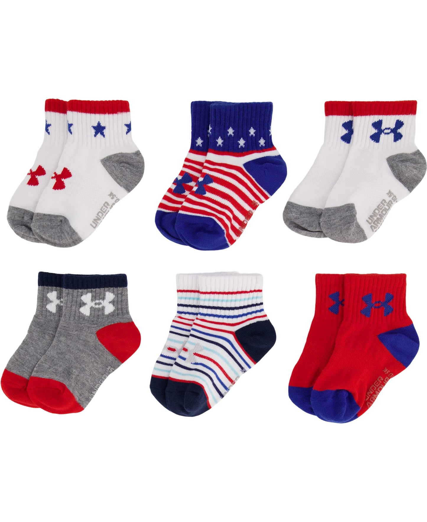 Under Armour Baby Boys Multi Pack Quarter Sock, Stars And Stripes, 6-12 Months