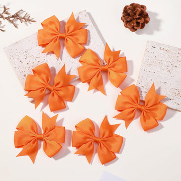 Choicbaby 3 Inches Hair Bows For Girls Orange Grosgrain Ribbon Pinwheel Hair Bows Clips Toddler Bows Hair Clips For Birthday Bab