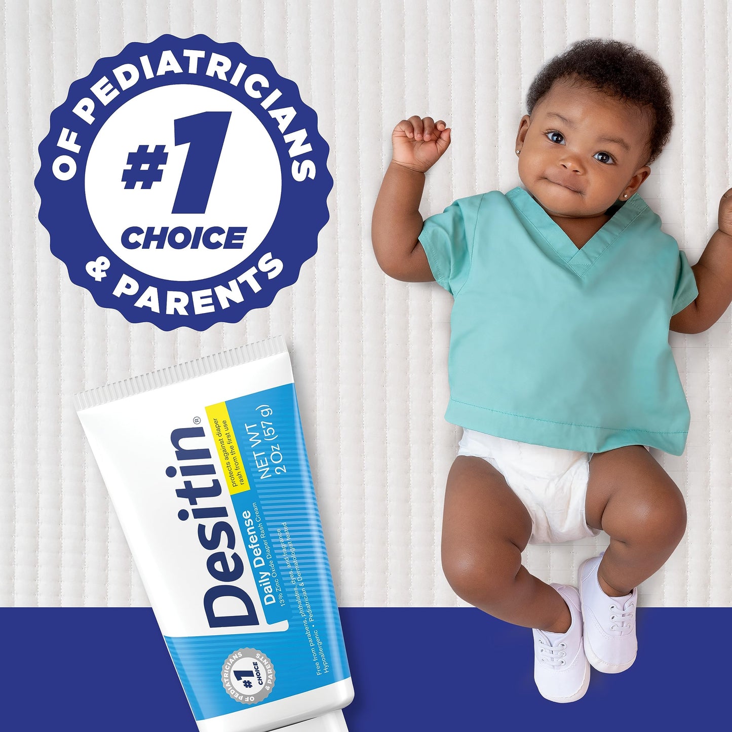 Desitin Daily Defense Baby Diaper Rash Cream With Zinc Oxide To Treat, Relieve & Prevent Diaper Rash, Hypoallergenic, Dye-, Phth