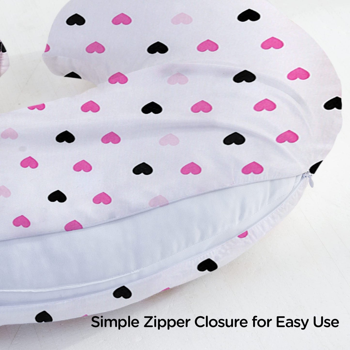 Nursing Pillow, Breast Feeding Pillows For Mom, Rose Red Hearts Soft Cover With Breathable Filling, Feeding Support Pillow For 0