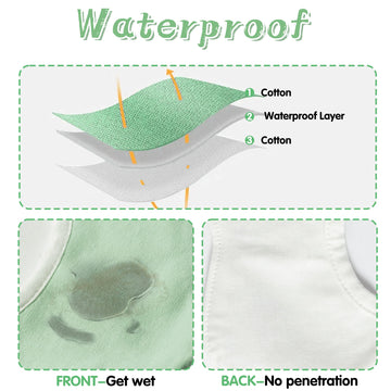 Zainpe 6Pcs 360 Rotate Baby Bibs Waterproof Snap Baby Bib Solid Colors Pink Orange Green Snap Cotton Absorbent Feeding Burp Clot