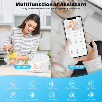 Baby Monitor, 4.3' Video Baby Monitor With 1080P Camera, Smart 2.4G Wifi Audio Monitor With Remote Ptz, Night Vision, 2-Way Tal