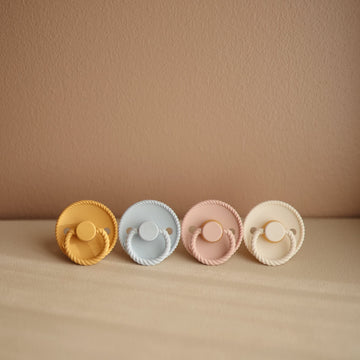 Frigg Rope Natural Rubber Baby Pacifier | Made In Denmark | Bpa-Free (Blush/Cream, 6-18 Months)