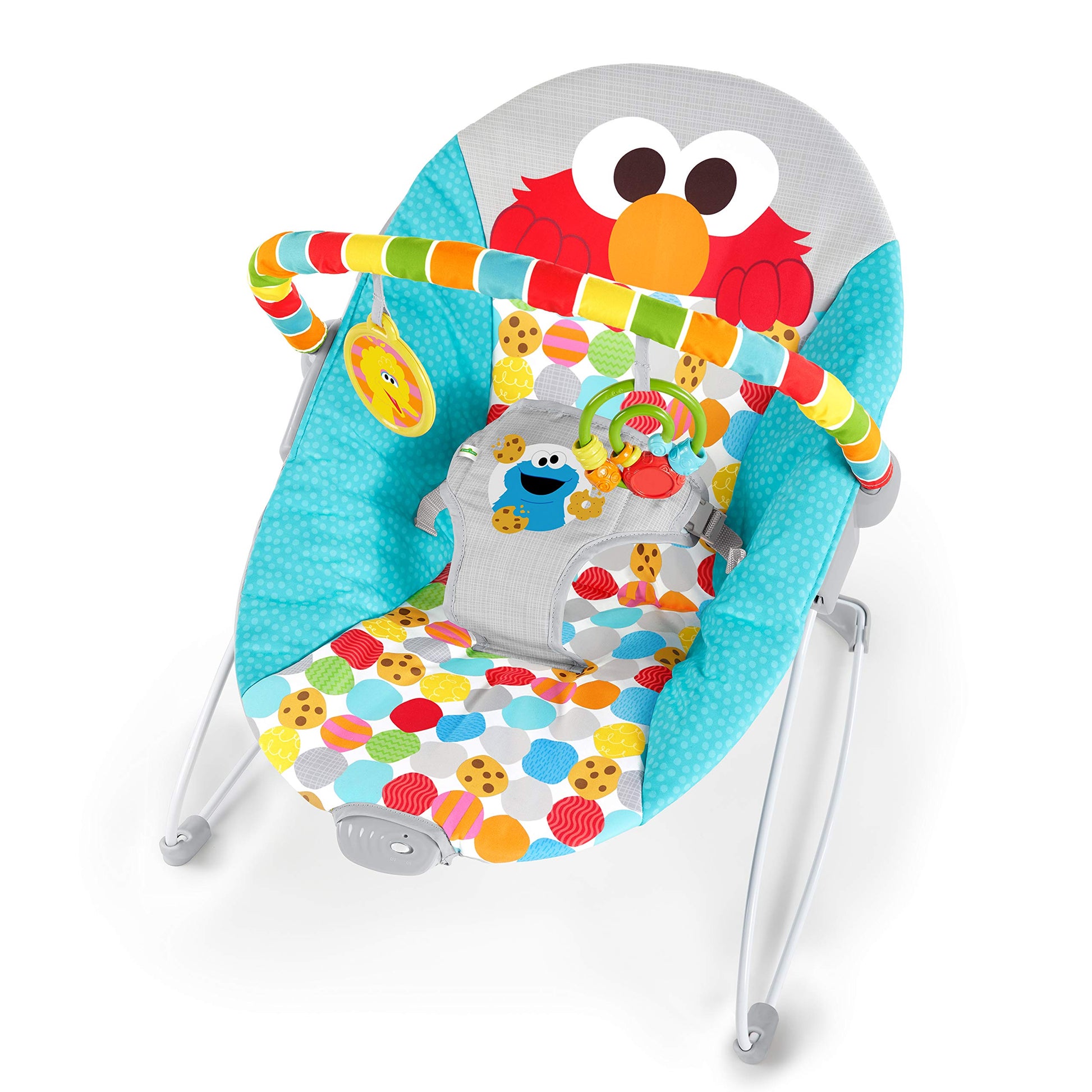 Bright Starts Sesame Street Baby Bouncer Soothing Vibrations Infant Seat - I Spot Elmo! With Cookie Monster And Big Bird - Remov