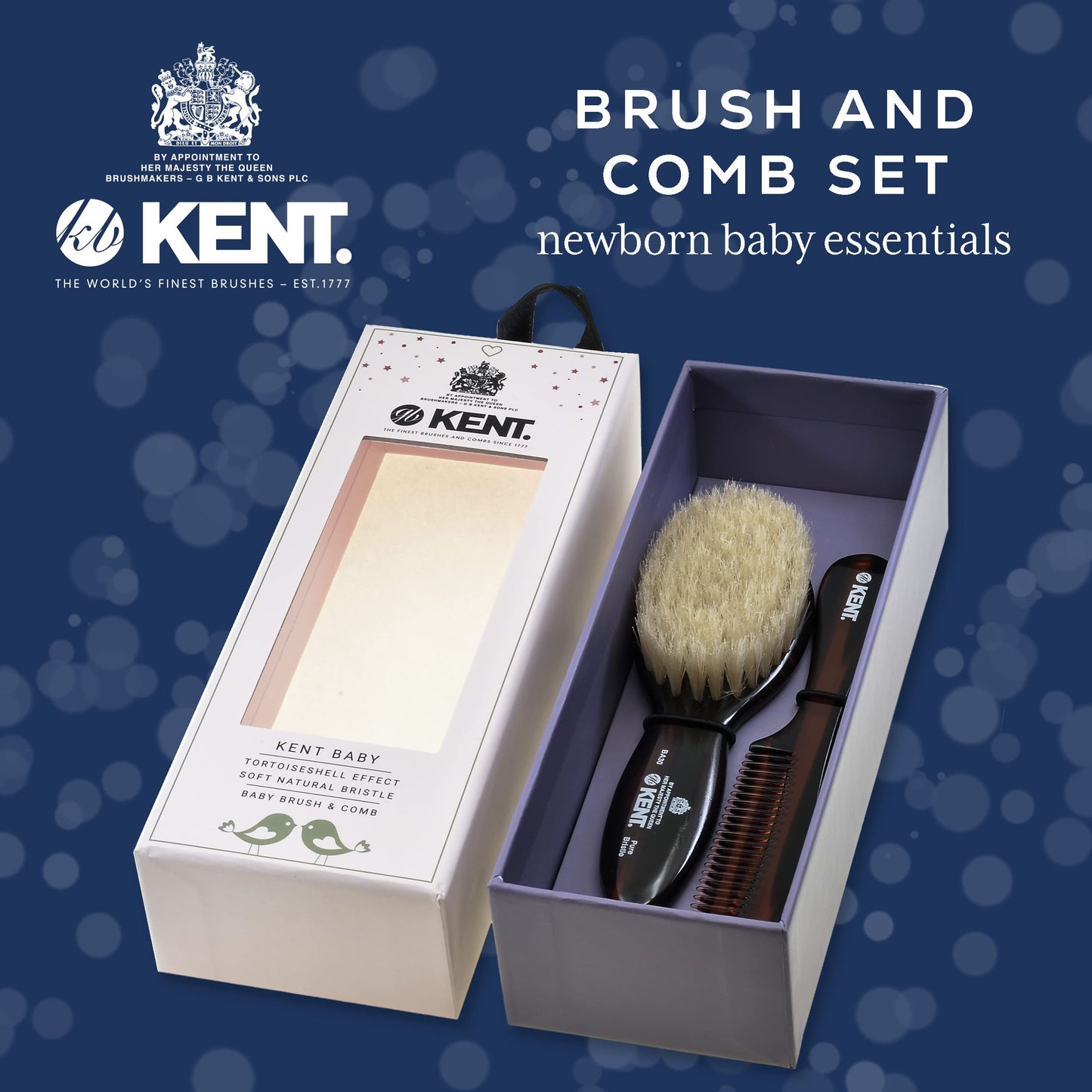 Kent Ba30 Cradle Cap Baby Hair Brush With Ultra Soft Natural Bristles And Smooth Cradle Cap Comb, Baby Essentials For Newborn Ha