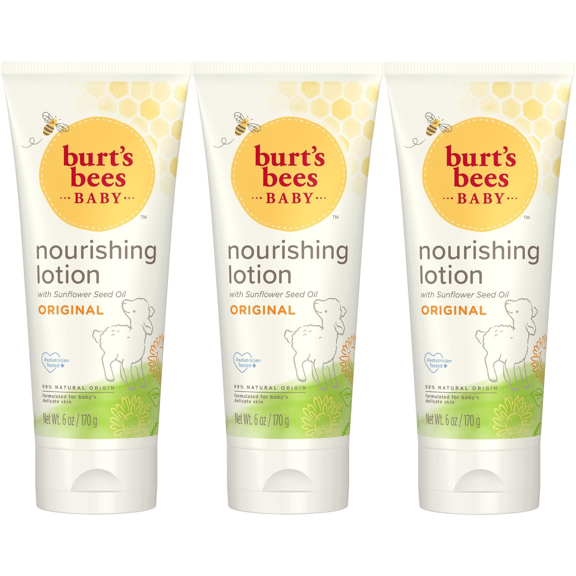 Burt'S Bees Baby Nourishing Lotion, Original Scent Baby Lotion - 6 Ounce Tube - Pack Of 3