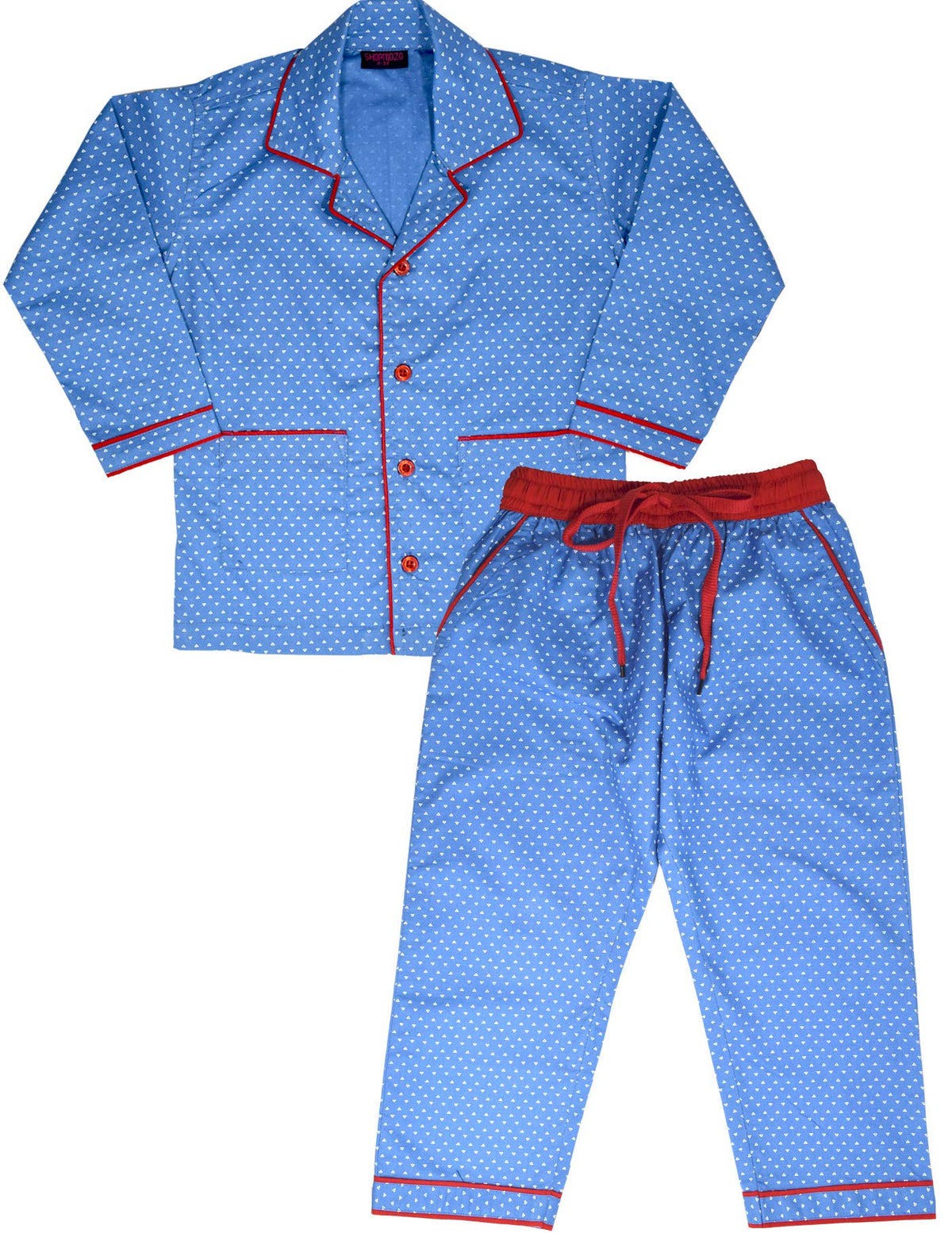 SHOPmOZO Unisex Pure Cotton Printed Night Suit for Boys and Girls Full Pyjama with Top Combo Set (SM00210UNISEXSWPS_89 Years M