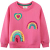 Akyzic Girls Heart Shirt Long Sleeve Crewneck Rainbow Sweatshirt Toddler Holiday Heart Print Outfits Kids Valentines Day Sweater