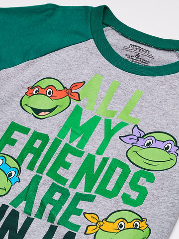 Nickelodeon Baby Boys' Toddler Long Sleeve Tee, Heather/Kelly Green, 3T