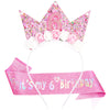 Vovii 6Th Birthday Decorations For Girls, Birthday Girl Headband & Glitter Sash Set For 6 Year Old Girl Birthday Decorations, Bi