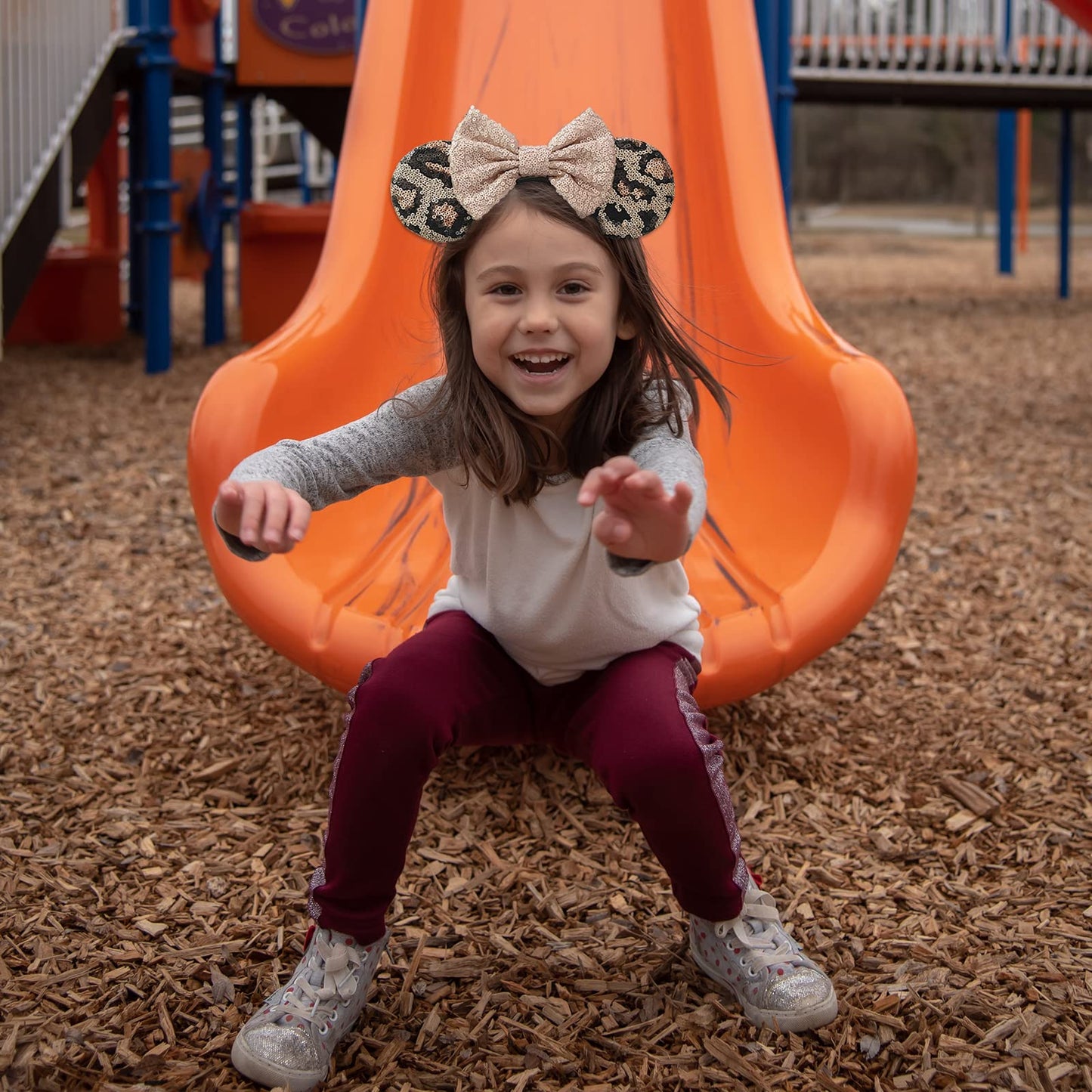 Undehaac Bows Mouse Ears Headband - 2 Pcs Cute Sequin Headband For Women And Girls, Suitable For Halloween Variety Holiday Party