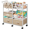 Twinkoo Baby Diaper Caddy Organizer, 3 Tier Rolling Storage Cart with Dividers and Drawers, Bedside Utility Cart for Nursery Ess