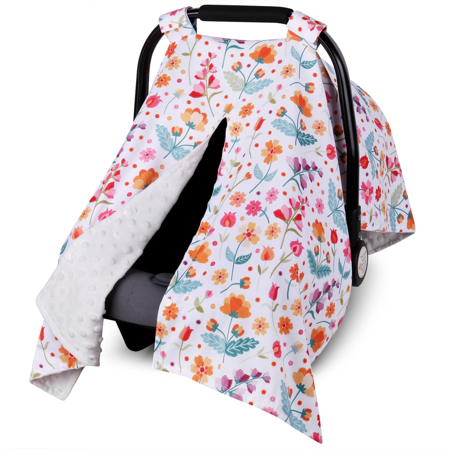 Metplus 2 in 1 Flowers Baby Car Seat Cover, Car Seat Canopy for Babies, Mom Multiuse Nursing Cover, Minky Baby Carrier Covers, N