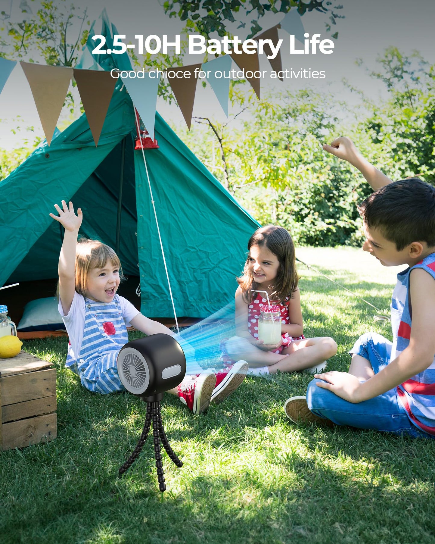 Koonie Oscillating Stroller Fan, Flexible Tripod, Clip-On For Car Seats, Usb Rechargeable Battery Operated, 3 Speeds, Quiet Oper