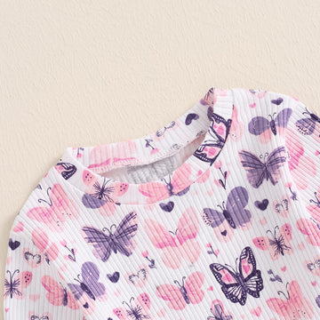 Kupretty Toddler Baby Girl Valentines Day Outfits Heart Waffle Knit Sweatshirts And Pants Set Fall Winter Spring Clothes (Purple