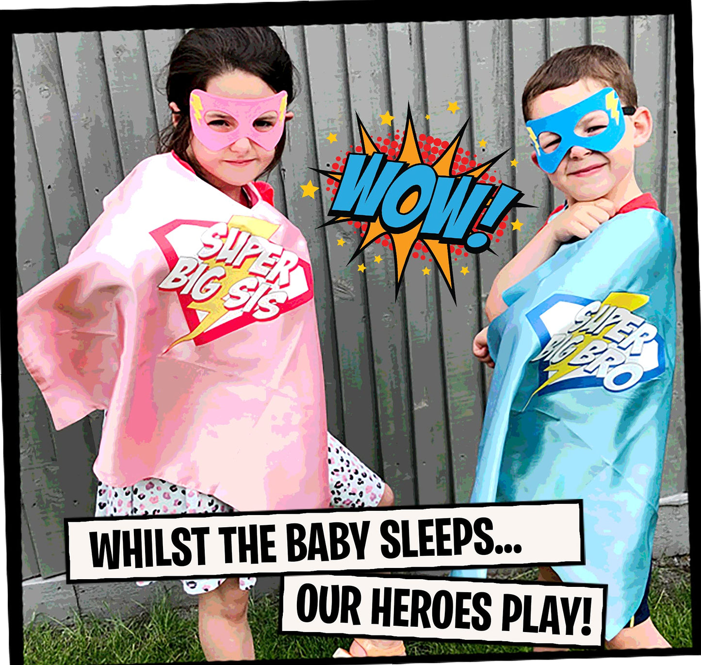 Superhero Sibling Inspirational Cape And Mask Set Great For Those Little Role Models Expecting A Sibling (Sister)