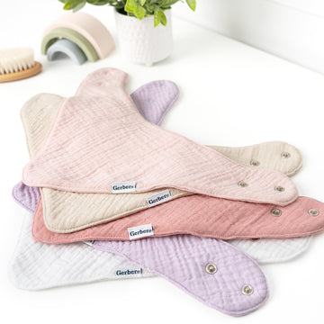 Gerber Baby Unisex Muslin Bandana Bibs 10-Pack, Solid Pastel, One Size