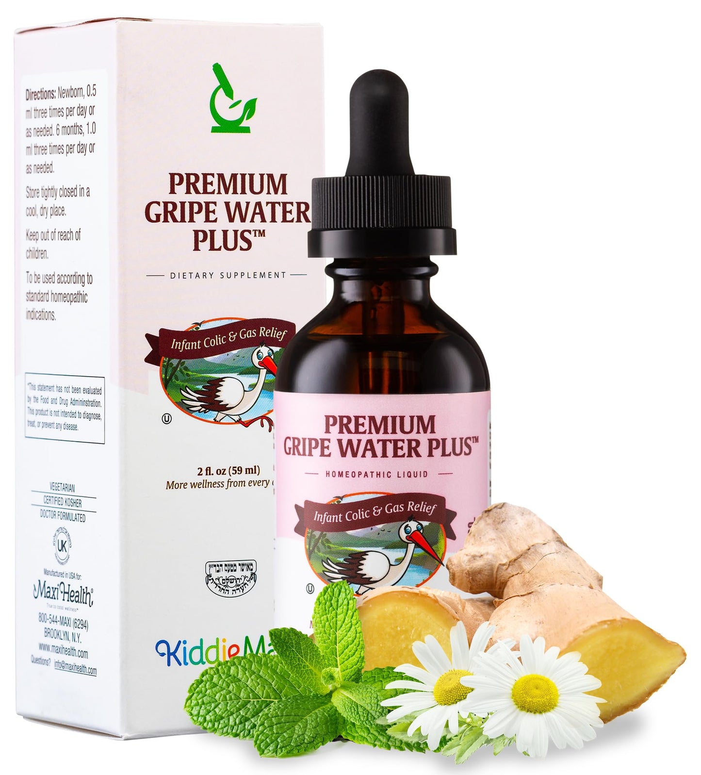 Maxi Health Homeopathic Gripe Water For Baby 'S - Infant Colic, Hiccup, Gas Relief | Premium Herbal Fast Acting Drops (Unflavore