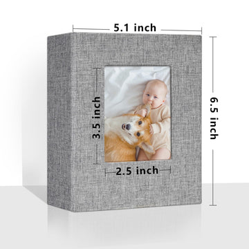 Vienrose Small Photo Album 4X6 Holds 100 Photos 2 Pack, Mini Baby Photo Album Linen Cover For Gifts Wedding Family, Grey